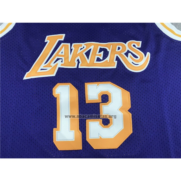 Camiseta Los Angeles Lakers Wilt Chamberlain NO 13 Mitchell & Ness 1971-72 Violeta
